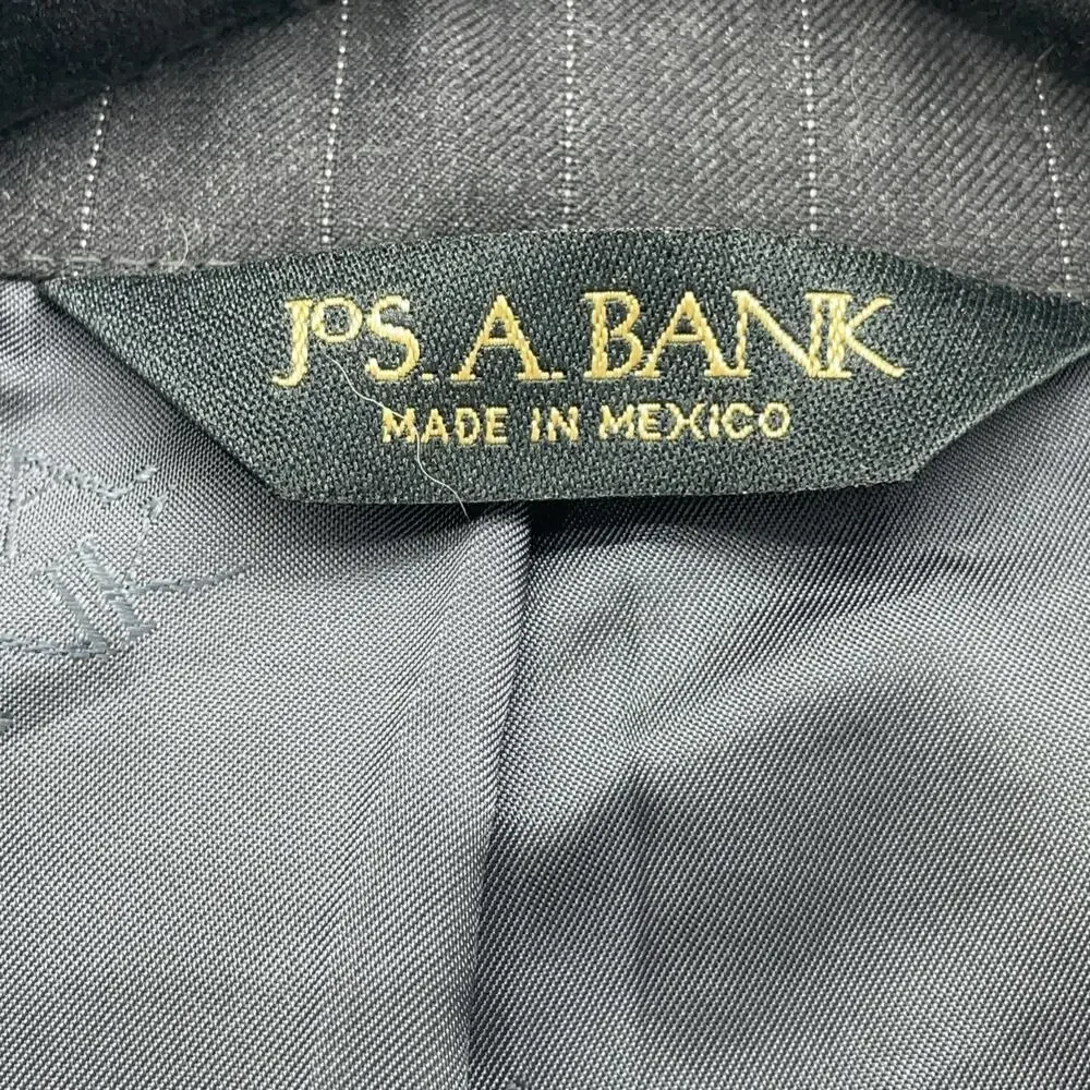 Jos A Bank Sig Gold Mens 43L Dark Gray Pinstripe Suit Jacket Wool Corpcore